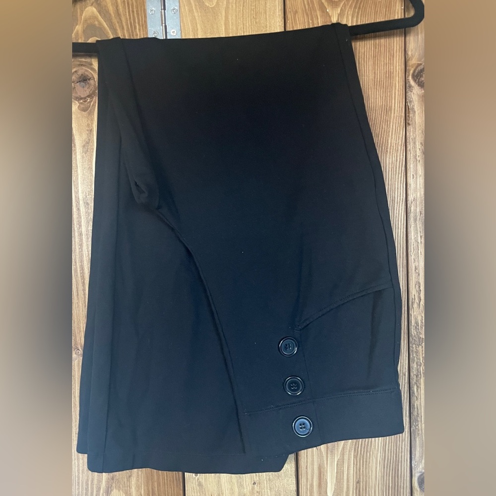 Max Studio Black Wide Leg Pant with Button Accents